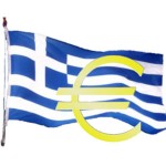 Greek flag with Euro symbol
