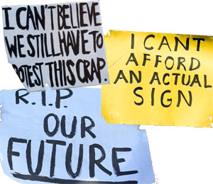 Assorted protest banners